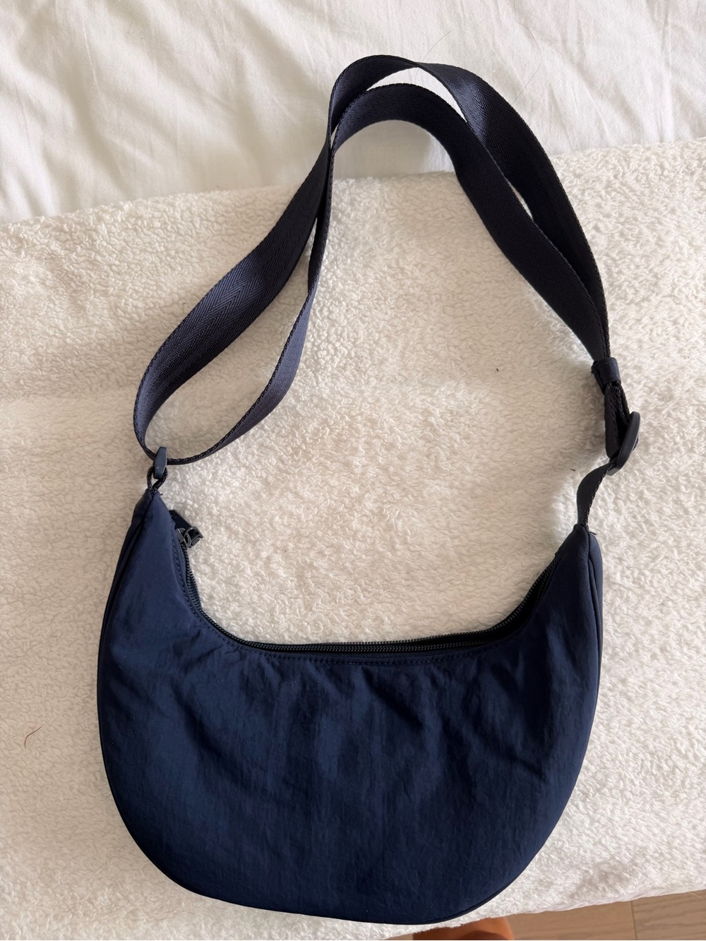 Aritzia Navy Crescent Crossbody Bag